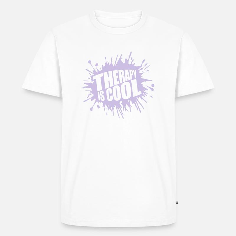 therapy is cool Zitat - Männer Premium Bio T-Shirt - Weiß