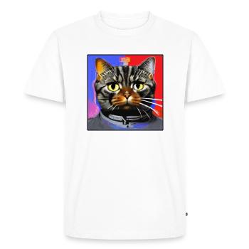 Chat de l’espace - T-shirt Premium bio Homme - blanc - Devant - Nico (187cm)