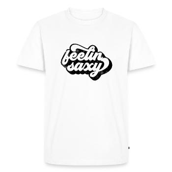 Feelin Saxy Saxophoniste Citation Saxophoniste - T-shirt Premium bio Homme - blanc - Devant - Nico (187cm)