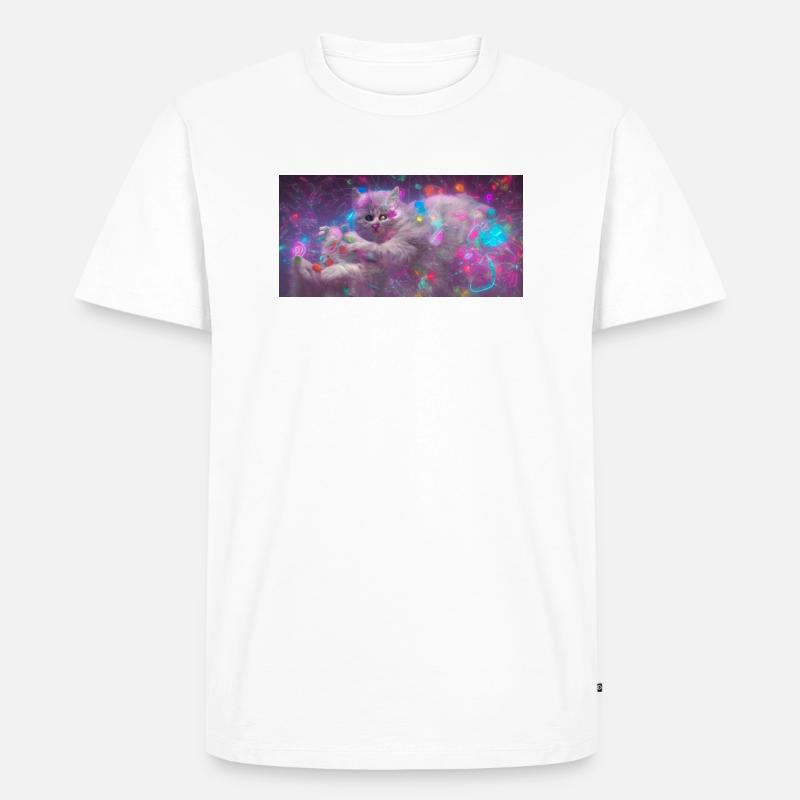 Chat de l’espace - T-shirt Premium bio Homme - blanc