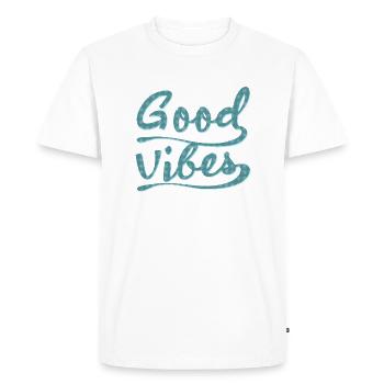 BONNES VIBRATIONS - T-shirt Premium bio Homme - blanc - Devant - Nico (187cm)