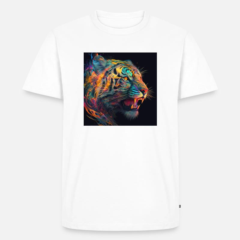 Farbiger Tiger, einzigartiges Design - Männer Premium Bio T-Shirt - Weiß