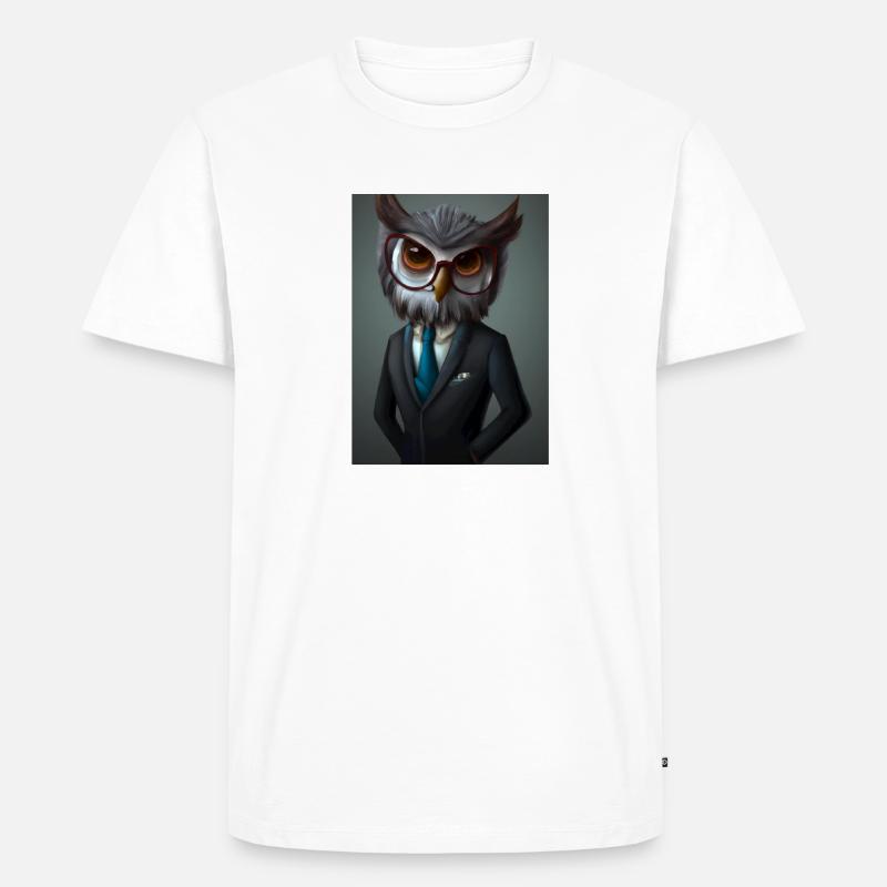 Professor Eule - Männer Premium Bio T-Shirt - Weiß