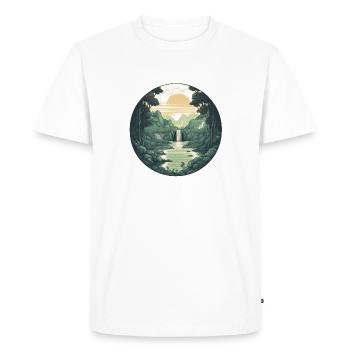 Flowing beauty - Vintage landscape in a circle - Men's Premium Organic T-Shirt - white - Front - Nico (187cm)