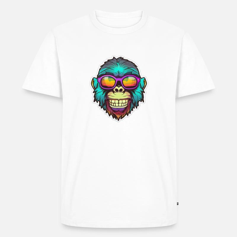 Psychedelischer Affe - Männer Premium Bio T-Shirt - Weiß