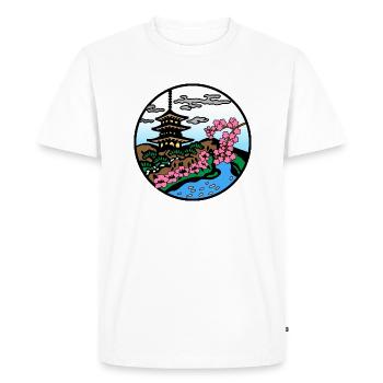 Tee shirt temple Degradé bleu - T-shirt Premium bio Homme - blanc - Devant - Nico (187cm)