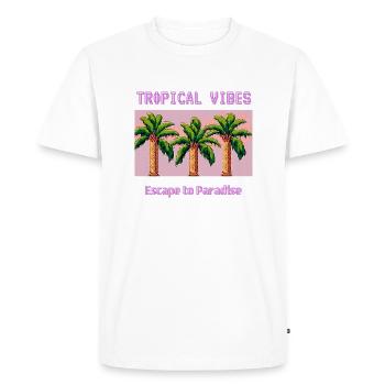 Tropical Vibes Escape to Paradise - Men's Premium Organic T-Shirt - white - Front - Nico (187cm)