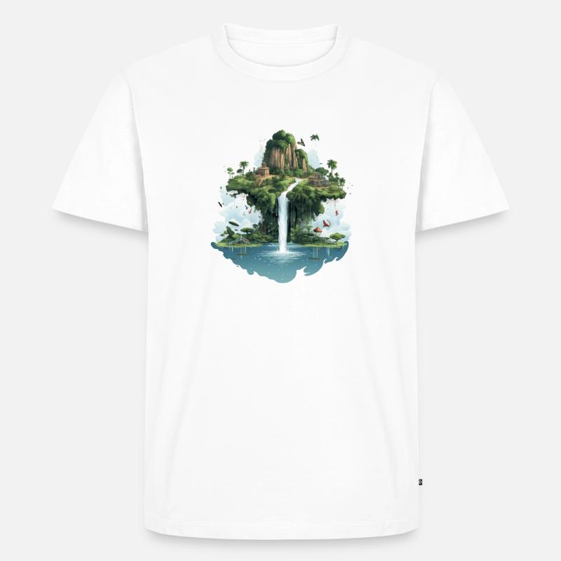 Landschaft mit Wasserfall - Männer Premium Bio T-Shirt - Weiß