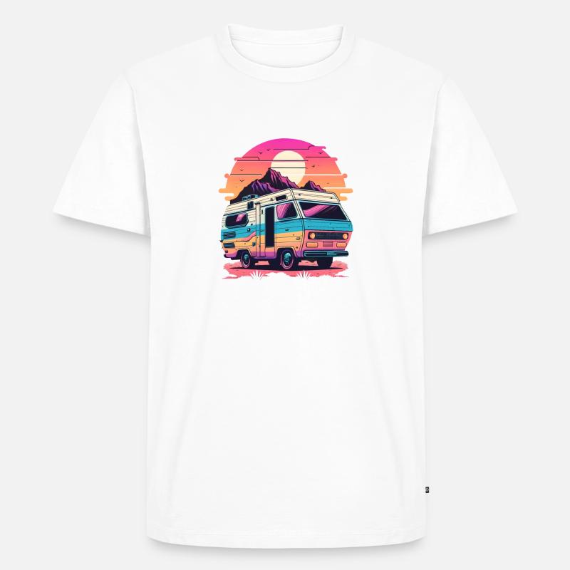 Synthwave Camper - Männer Premium Bio T-Shirt - Weiß