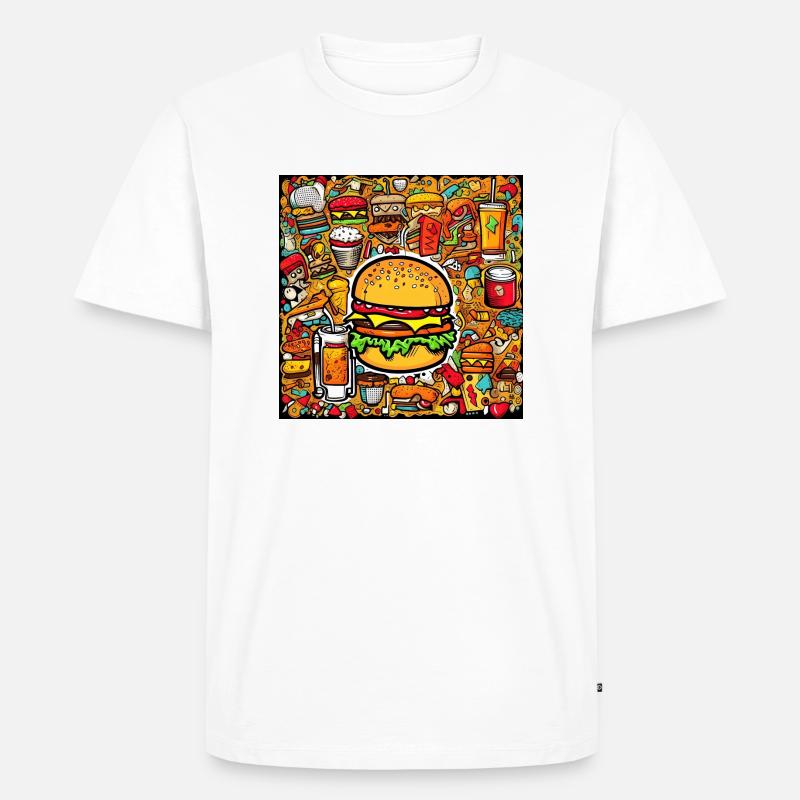 Multi pattern burger - Men's Premium Organic T-Shirt - white