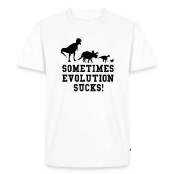 Enseignant, Évolution, Ironie, Drôle de dicton, Humoristique - T-shirt Premium bio Homme - blanc - Devant - Nico (187cm)