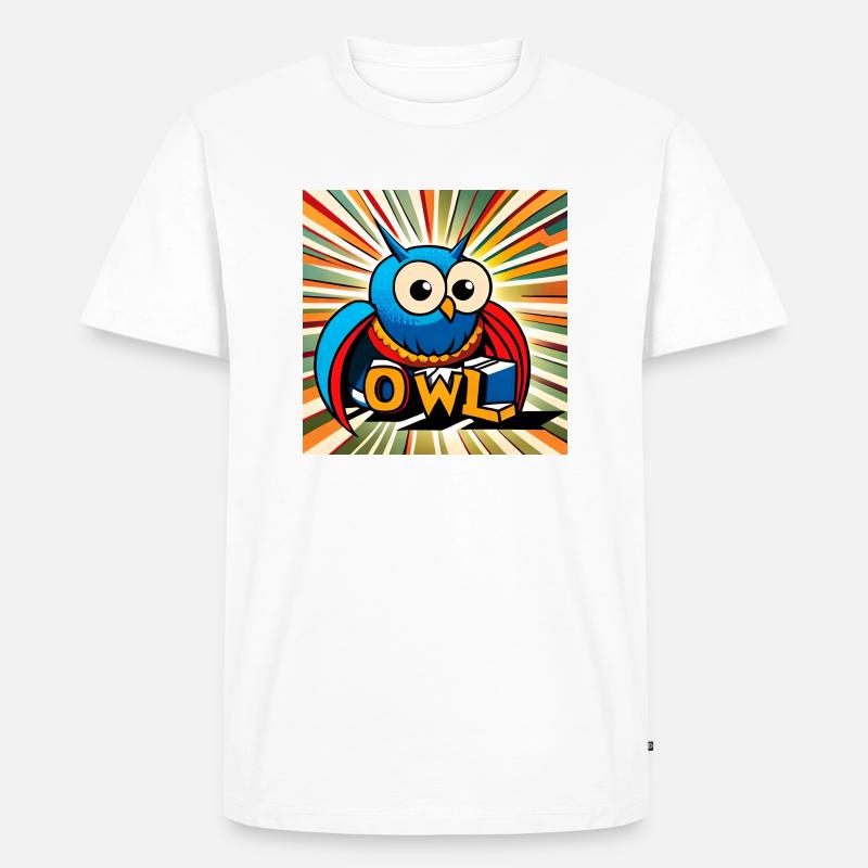Eule - Eule - Zeichnung Illustration Vogel - Männer Premium Bio T-Shirt - Weiß
