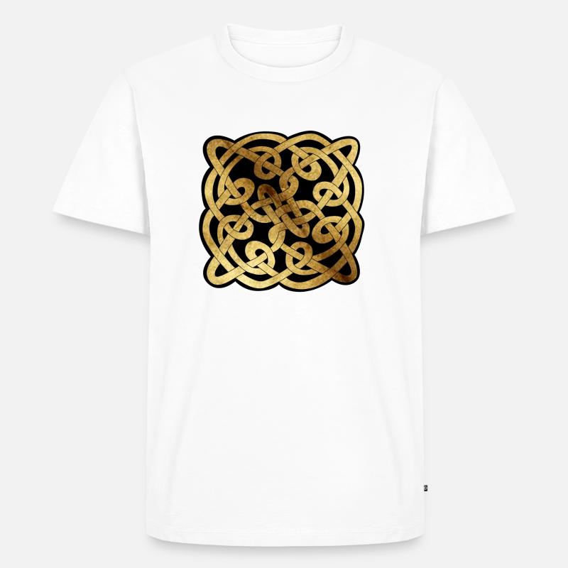 Celtic3 Pergament schwarzer Hintergrund - Männer Premium Bio T-Shirt - Weiß