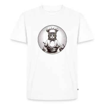 Cat Cook - Men's Premium Organic T-Shirt - white - Front - Nico (187cm)