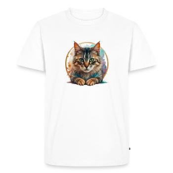 T-shirt "Regard Félin en Aquarelle" - T-shirt Premium bio Homme - blanc - Devant - Nico (187cm)