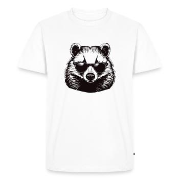 Blaireau / Rongeur / Animal / Rayure / Sauvage - T-shirt Premium bio Homme - blanc - Devant - Nico (187cm)
