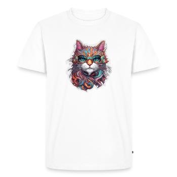 Cool Cat / Funny / Animal / Pet / Crazy - Men's Premium Organic T-Shirt - white - Front - Nico (187cm)