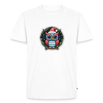 Dessin de Noël hibou - T-shirt Premium bio Homme - blanc - Devant - Nico (187cm)