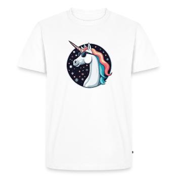 Unicorn Christmas Drawing - Men's Premium Organic T-Shirt - white - Front - Nico (187cm)
