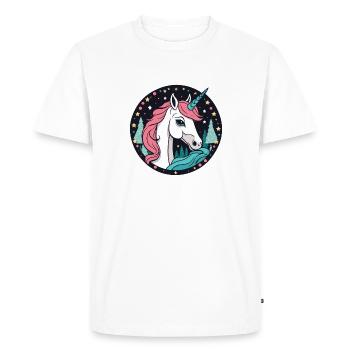 Unicorn Christmas Drawing - Men's Premium Organic T-Shirt - white - Front - Nico (187cm)