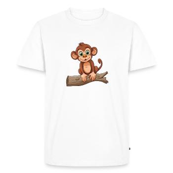 Cartoon Affe - Cartoon Look Monkey - Men's Premium Organic T-Shirt - white - Front - Nico (187cm)