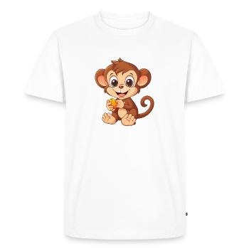 Monkey is an orange - Comicsytle - Men's Premium Organic T-Shirt - white - Front - Nico (187cm)