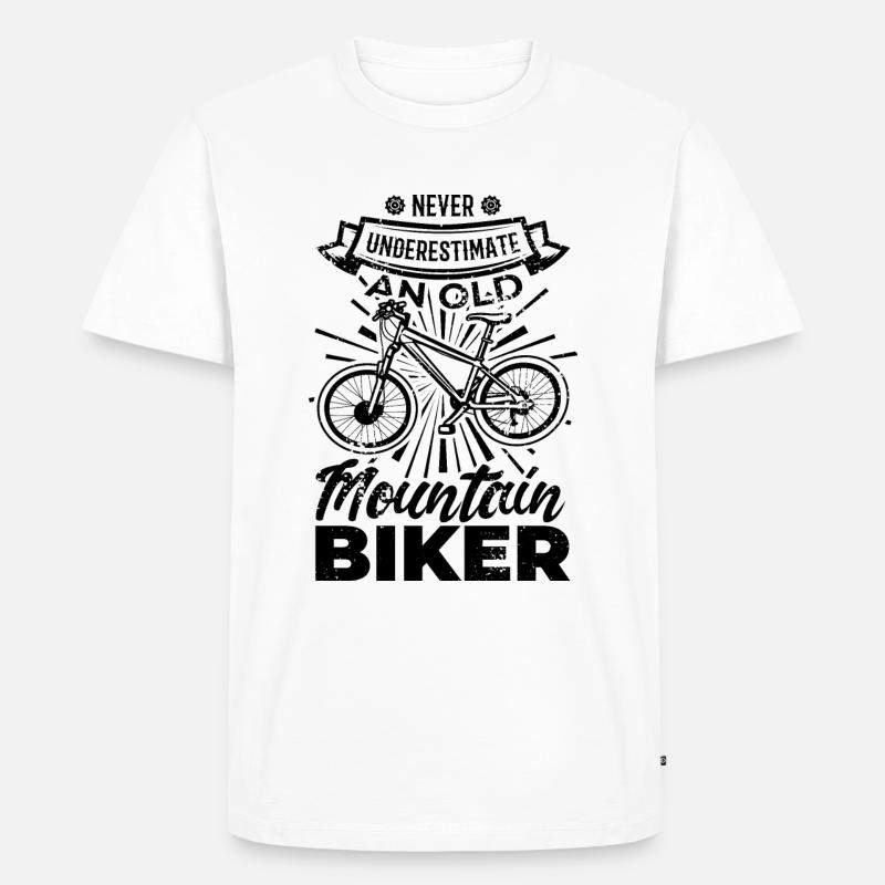 Mountainbiker Opa - MĂ€nner Premium Bio T-Shirt - WeiĂ
