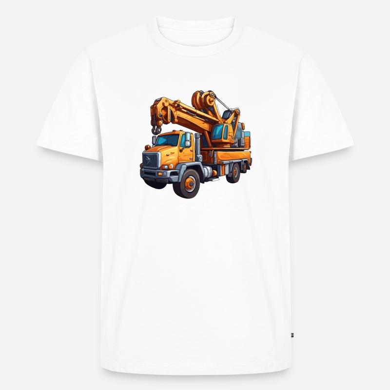 Kran / Baustelle / Seilwinde / Kransystem - Männer Premium Bio T-Shirt - Weiß