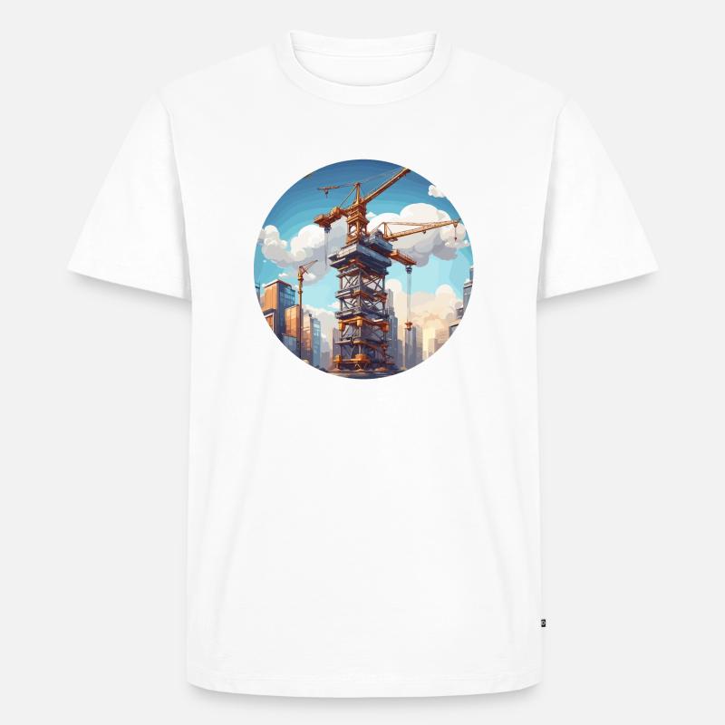Kran / Baustelle / Seilwinde / Kransystem - Männer Premium Bio T-Shirt - Weiß