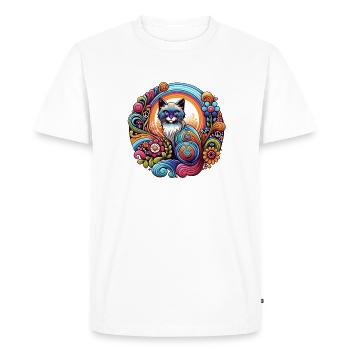 Chat 70s - T-shirt Premium bio Homme - blanc - Devant - Nico (187cm)