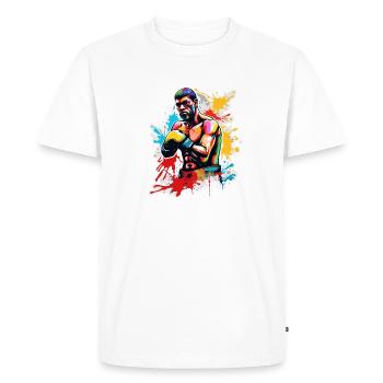Boxeur / Sports / Combat / Arène / Ring de boxe / Poings - T-shirt Premium bio Homme - blanc - Devant - Nico (187cm)