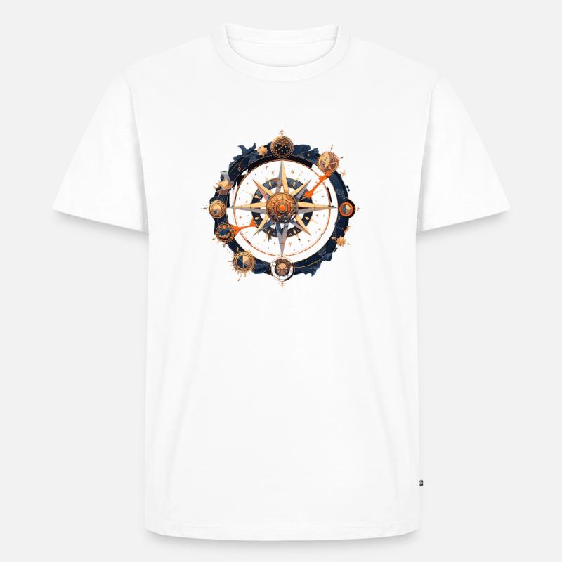 Kompass - Männer Premium Bio T-Shirt - Weiß