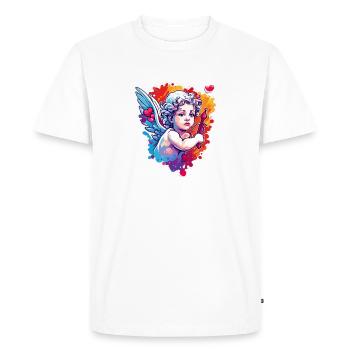 Cupidon / Amour / Flèche / Coeur / Saint Valentin - T-shirt Premium bio Homme - blanc - Devant - Nico (187cm)