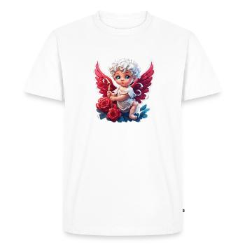 Cupidon / Amour / Flèche / Coeur / Saint Valentin - T-shirt Premium bio Homme - blanc - Devant - Nico (187cm)