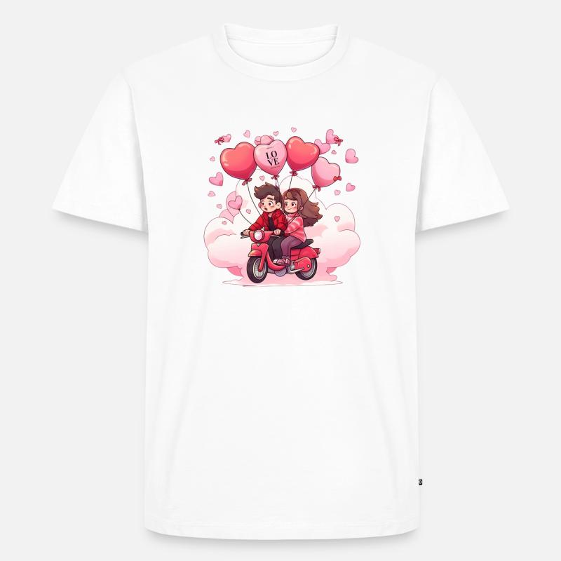 Verliebte auf Roller - Männer Premium Bio T-Shirt - Weiß