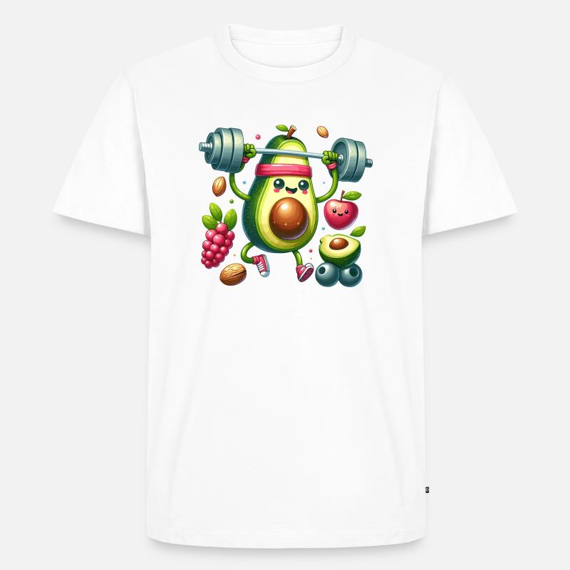Avocado Workout Spaß - Männer Premium Bio T-Shirt - Weiß