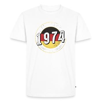 Limitierte Auflage 50 years old Jahrgangs 1974 - Men's Premium Organic T-Shirt - white - Front - Nico (187cm)