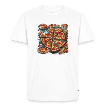 Pizza / Restauration rapide / Italienne / Margherita - T-shirt Premium bio Homme - blanc - Devant - Nico (187cm)