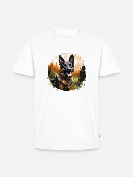 Deutscher Schäferhund im Wald - Männer Premium Bio T-Shirt - Weiß