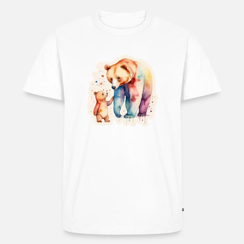 Eltern Kind Bär - Männer Premium Bio T-Shirt - Weiß