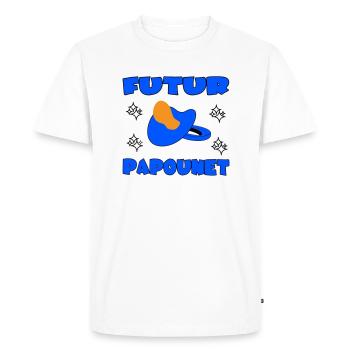 FUTUR PAPOUNET - T-shirt Premium bio Homme - blanc - Devant - Nico (187cm)