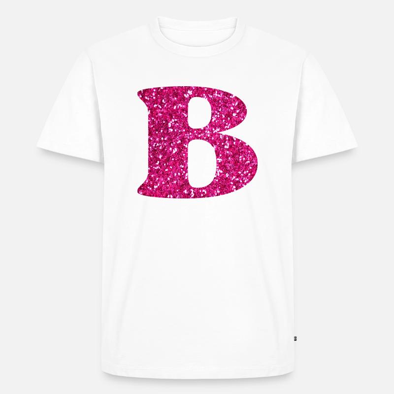 Buchstabe b rosa Glitzer - Männer Premium Bio T-Shirt - Weiß