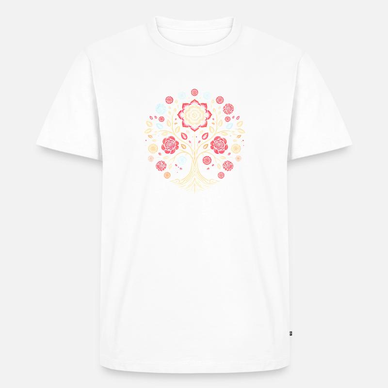 Lebensbaum-Rose Abstrakt - Männer Premium Bio T-Shirt - Weiß