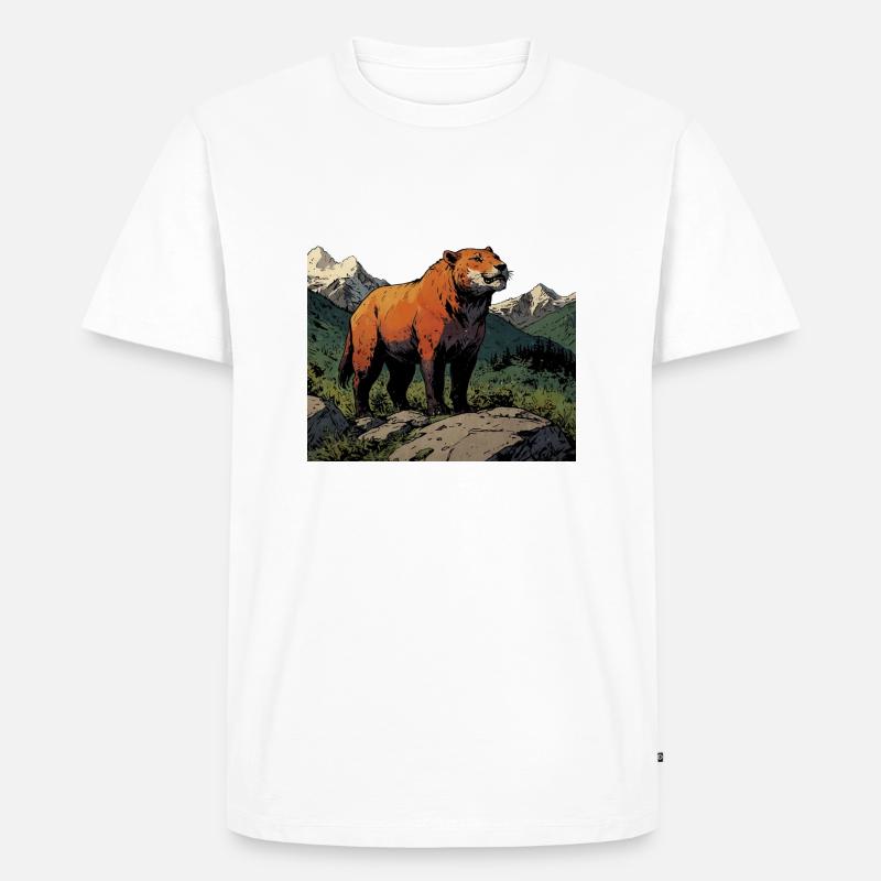 Tiger-Comic-Stil - Männer Premium Bio T-Shirt - Weiß