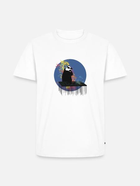 DJ Dachs | Süßes Tiermusik-Merch - Männer Premium Bio T-Shirt - Weiß