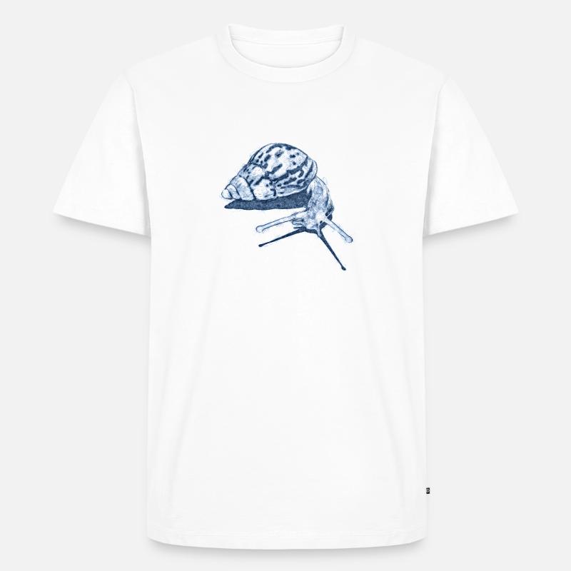 snail with shadow scribble art - Männer Premium Bio T-Shirt - Weiß