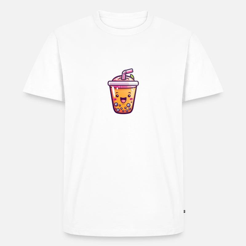 Fröhlicher Bubble Tea - Männer Premium Bio T-Shirt - Weiß