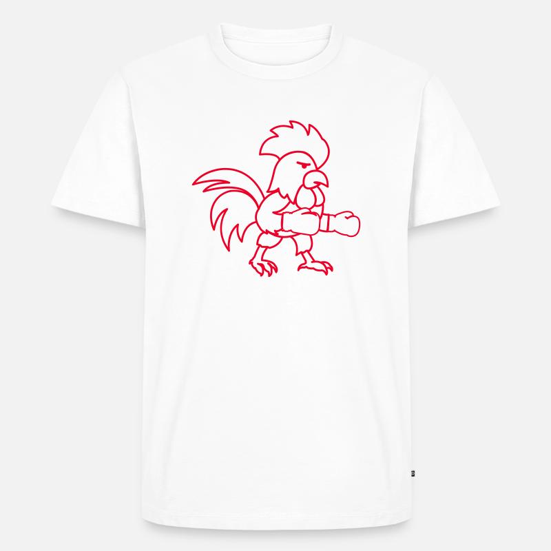 hahn boxer - Männer Premium Bio T-Shirt - Weiß