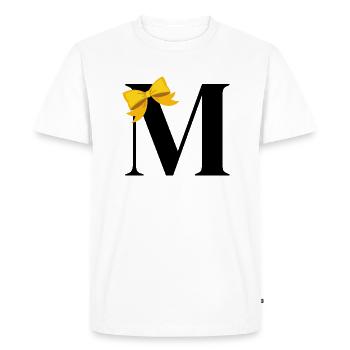 Letter m yellow bow - Men's Premium Organic T-Shirt - white - Front - Nico (187cm)