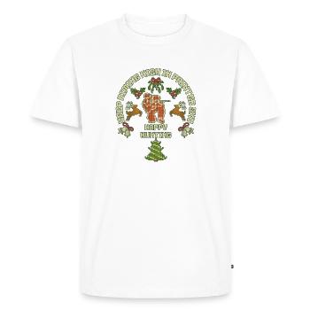 Keep aiming high in painted sky, paintball quote - Men's Premium Organic T-Shirt - white - Front - Nico (187cm)